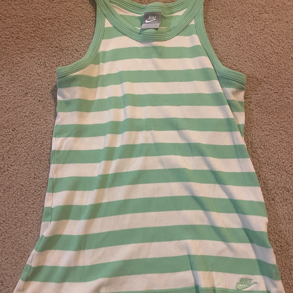 Nike green & white stripe tank